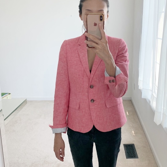 JCREW COTTON LINEN BLAZER JACKET - PINK - Picture 3 of 9